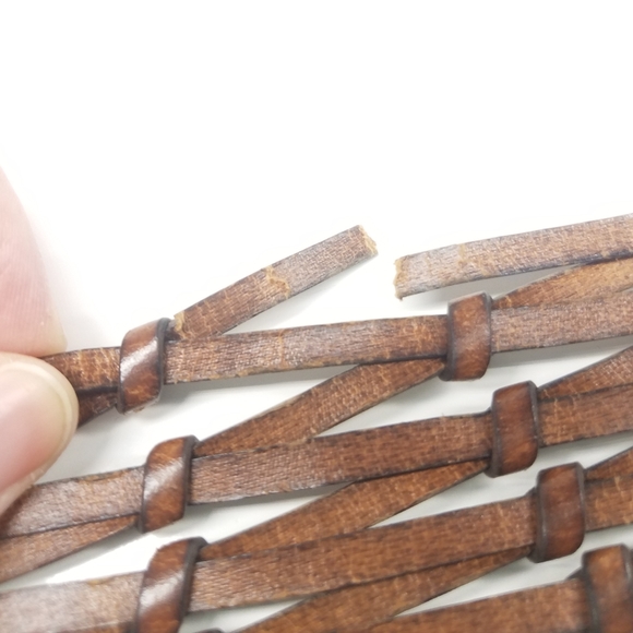 Linea Pelle Tan Brown Veg Leather Braided Woven Belt - Picture 5 of 8